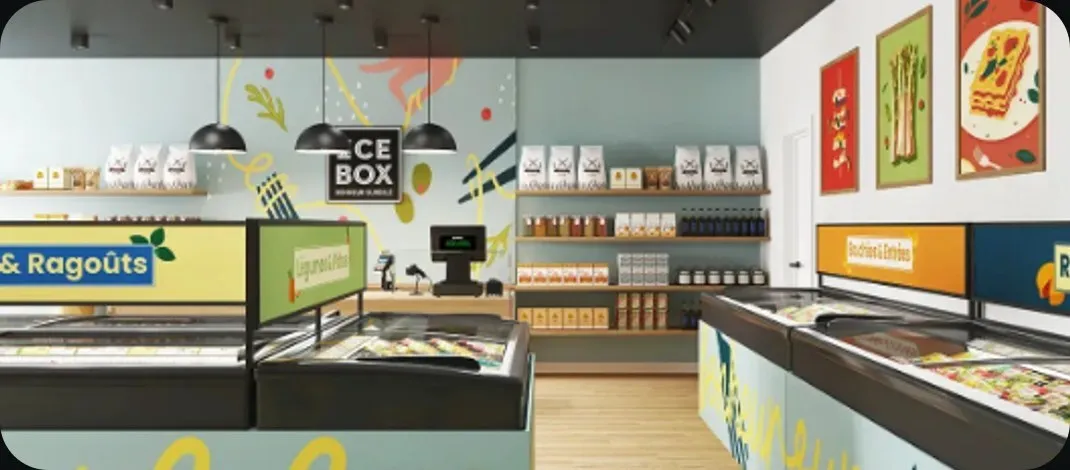 3D store design concept for the ICEBOX Gourmet boutique