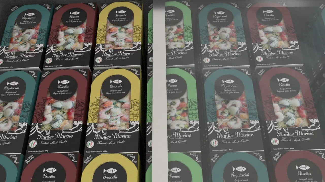 Hunter Marine meals on a store shelf